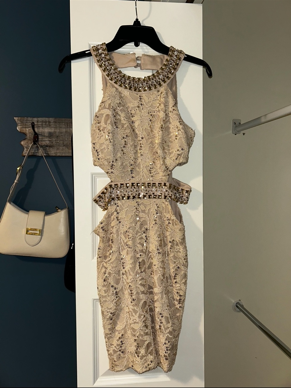 🩵B. Darlin Beige Lace Cocktail Dress size 3/4